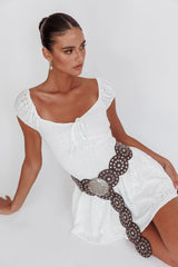 Mirela Cap Sleeve Lace Mini Dress White