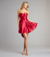 Lille Bow Back Satin Strapless Skater Dress
