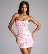 Bloom Boldly Sequin Floral Tie-Back Mini Dress