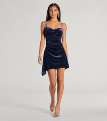 Luxe Glitzy Glitter Velvet A-Line Mini Dress