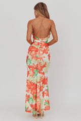 Odelia Sweetheart Mermaid Maxi Dress Print Red