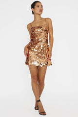 Axel Sequin Mini Dress Bronze