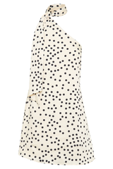 Joan Satin Asymmetrical Mini Dress - Polkadot