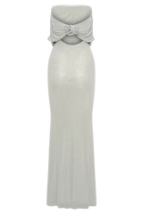 Arna Off Shoulder Diamante Maxi Dress - Silver