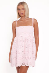 Lynne Mini Dress - Pink Broderie