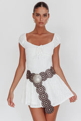 Mirela Cap Sleeve Lace Mini Dress White
