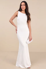 Love In Your Eyes Ivory Knotted Mermaid Maxi Dress