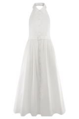Cindy Collared Midi Dress - White