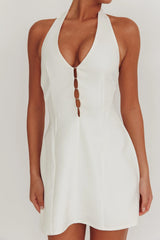 Elisabet Halter Neck Mini Dress Off White