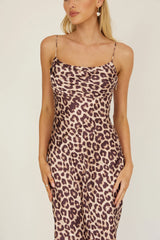 Well Versed Pleated Bust Maxi Dress Leopard