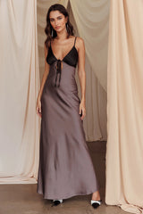 Bayleigh Low Bow Tie Back Dress Charcoal