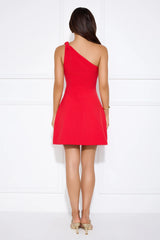 With Flair One Shoulder Mini Dress Red