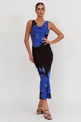 Cassiopeia Open Back Maxi Dress Hibiscus Blue
