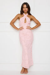 Legally Luxe Halter Maxi Dress Pink