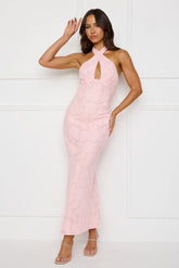 Legally Luxe Halter Maxi Dress Pink