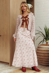 Tera Velvet Bow Cardigan Blush