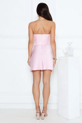 Dressed To Dazzle Strapless Satin Mini Dress Pink