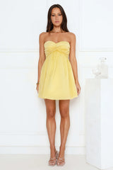 Sunset Wanderlust Strapless Mini Dress Yellow