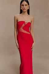 Lianne Strapless Maxi Dress - Red
