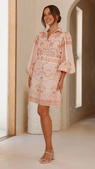 Xander Long Sleeve Mini Dress - Natural