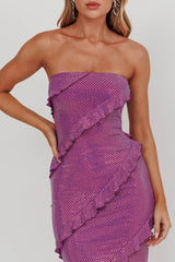 Metrics Strapless Frill Maxi Dress Purple