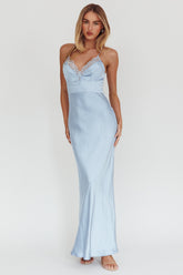 Summer Of Love Lace Trim Maxi Dress Blue