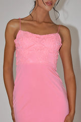 Likita Floral Applique Bodice Maxi Dress Pink