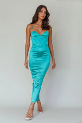 Seraya Lace-Up Back Dress Green