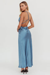 Aubrianna One-Shoulder Strappy Back Dress Midnight Blue