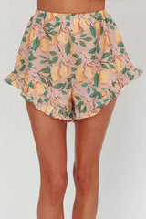 Telling Secrets Frill Trim Shorts Lemon