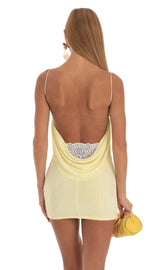 Lace Open Back Dress in Yellow