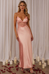 Kinzie Lace Waist Maxi Dress Pink