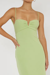 Namrata Twist Back Ribbed Midi Dress Matcha