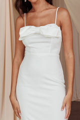 This Magic Moment Bow Bust Midi Dress White