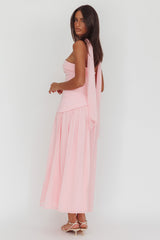 Mariabella Asymmetric Bodice Maxi Dress Pink