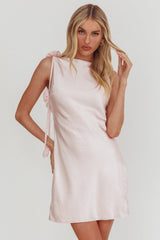 Collecting Memories Backless Rosette String Mini Dress Pink