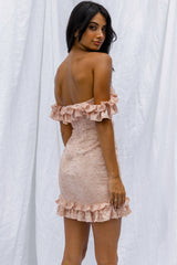 Verona Off-Shoulder Lace Overlay Mini Dress Blush