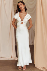 Irena Twist Bust Short Sleeve Dress Oyster