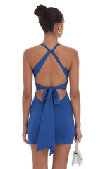 Twist Open Back Dress in Royal Blue