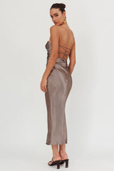 Good Impression Double Twist Midi Dress Charcoal