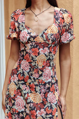 Open Doors Puff Sleeve Split Maxi Dress Multi