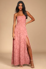 Garden of Romance Rusty Rose Burnout Maxi Dress