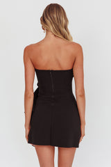 Sasha Cascade Ruffle Rosette Mini Dress Black