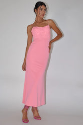 Likita Floral Applique Bodice Maxi Dress Pink