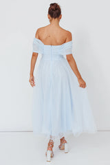 Dreamers & Lovers Off-Shoulder Maxi Dress Powder Blue