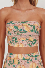 Ezmeralda Strapless Peat Crop Top Lemon