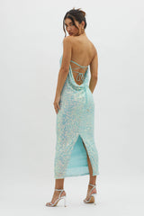 C'est Moi Sequin Laced Back Blue