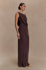 Lorieanne Draped Maxi Dress - Dark Chocolate