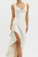 Ellianna Lace-Up Back Maxi Dress Champagne