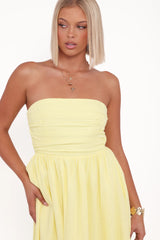 Kayt Strapless Dress - Butter Yellow